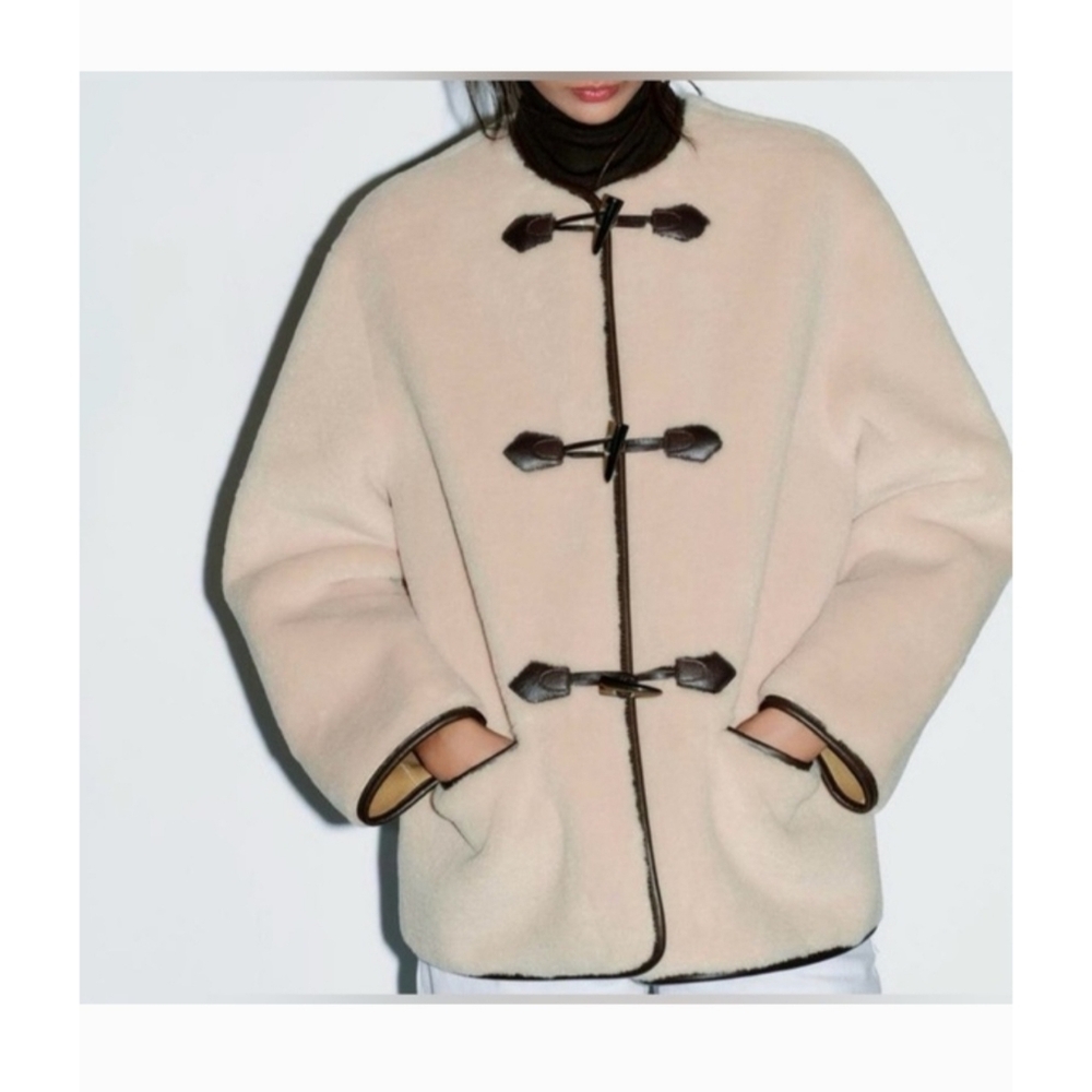 NWT ZARA Toggle Faux Fur Coat Small